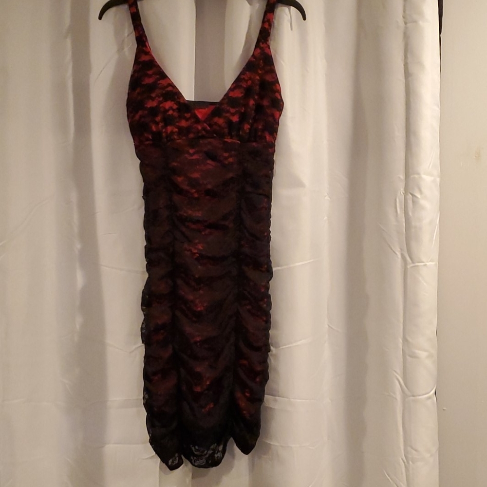 Pink dress with black lace medium